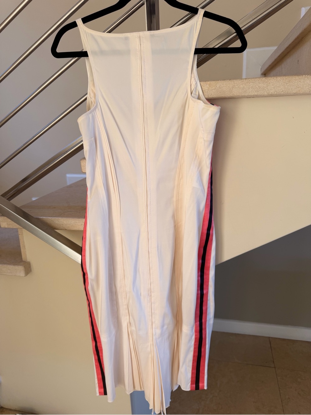Vintage Gucci White Midi Dress with Pink & Black Side Stripes - Picture 2 of 15